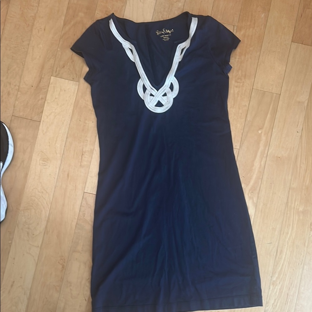 Lilly Pulitzer Navy Blue Dress with White Trim